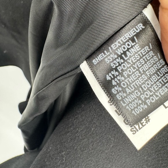 Sam Edelman Double Breasted Wool Blend Black Pea Coat Size L NWOT - Picture 7 of 9